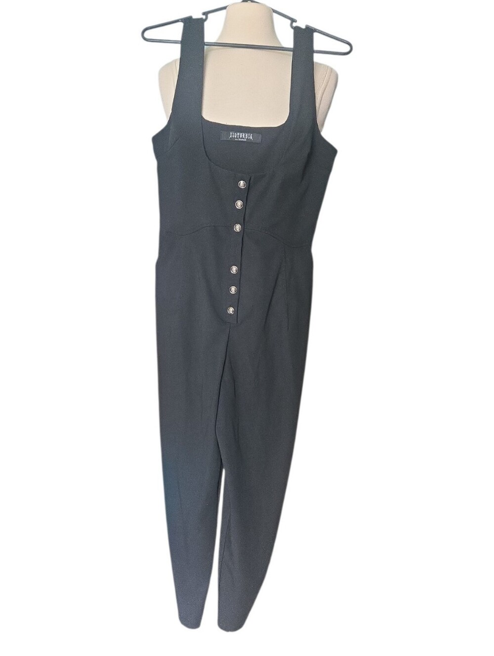 *AS IS*Disturbia Alicia Tailored Suspender Jumpsuit - Black Gothic Dark Academia
